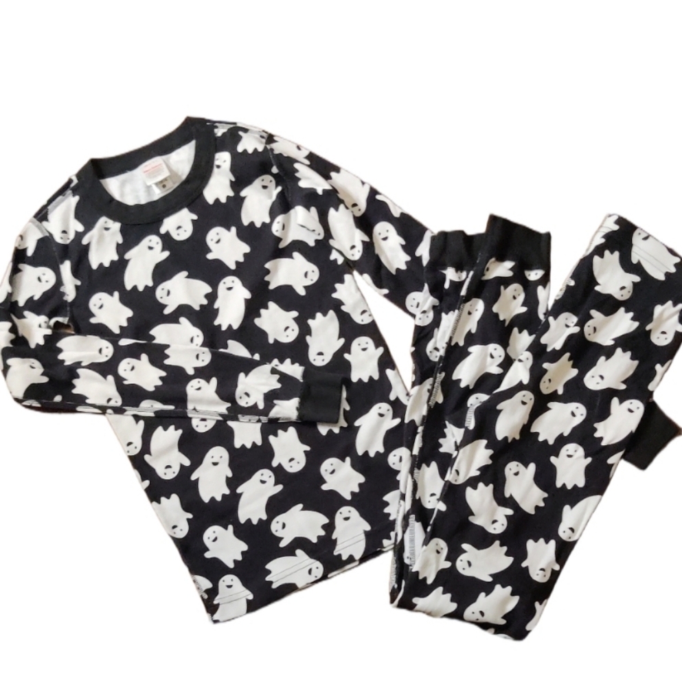 Hanna Andersson Black and White Halloween Ghost Pajama Set 150 cm /12 - Picture 3 of 5